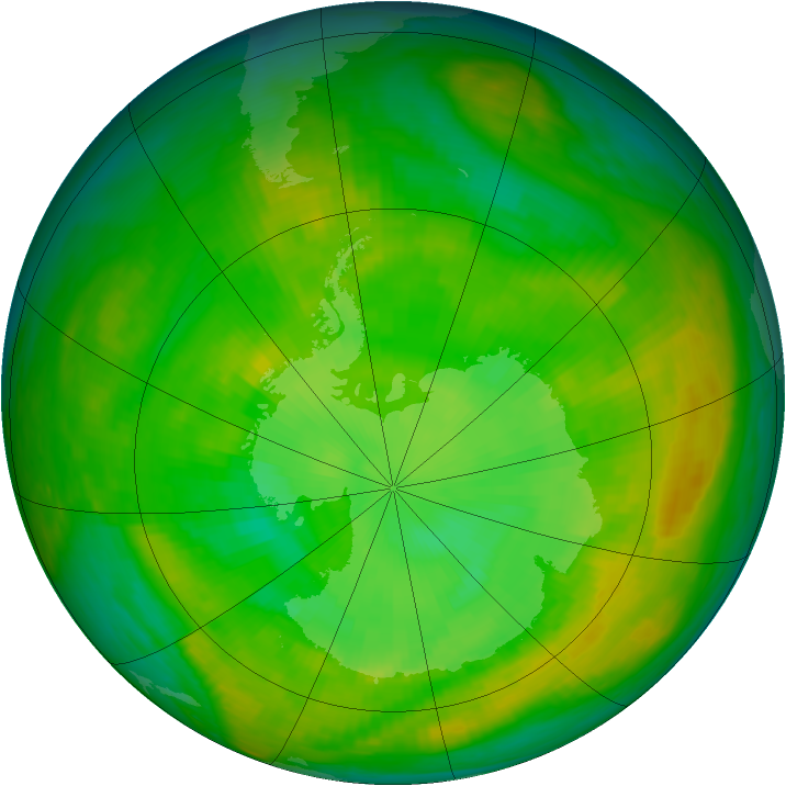 Antarctic ozone map for 24 December 1979